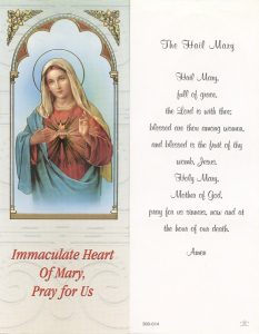Immaculate Heart of Mary Bookmark cm.6x15.5- 2 1/2"x 6 1/8"