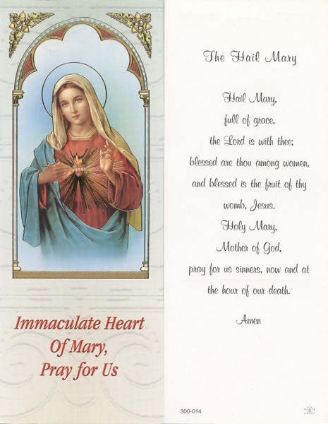 Immaculate Heart of Mary Bookmark cm.6x15.5- 2 1/2"x 6 1/8"