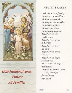 Family Prayer Bookmark cm.6x15.5- 2 1/2"x 6 1/8"