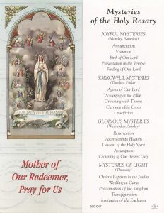 Mysteries of the Holy Rosary Bookmark cm.6x15.5- 2 1/2"x 6 1/8"
