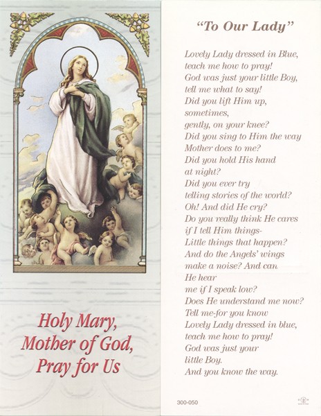 To Our Lady Bookmark cm.6x15.5- 2 1/2"x 6 1/8"
