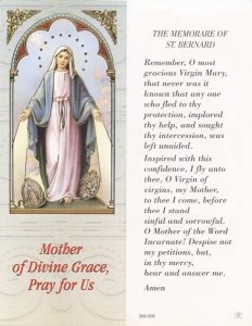 The Memorare of St.Bernard Bookmark cm.6x15.5- 2 1/2"x 6 1/8"