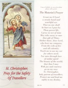 St.Christopher the Motorist's Prayer Bookmark cm.6x15.5- 2 1/2"x 6 1/8"