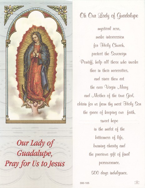 Our Lady Guadalupe Bookmark cm.6x15.5- 2 1/2"x 6 1/8"