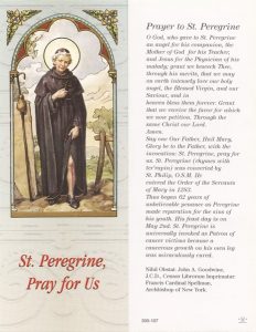 Prayer to St.Peregrine Bookmark cm.6x15.5- 2 1/2"x 6 1/8"