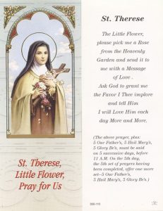 St.Therese Bookmark cm.6x15.5- 2 1/2"x 6 1/8"