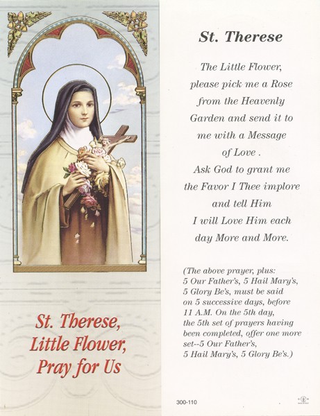 St.Therese Bookmark cm.6x15.5- 2 1/2"x 6 1/8"
