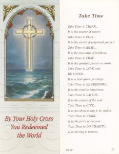 Holy Cross/ Take Time Bookmark cm.6x15.5- 2 1/2"x 6 1/8"