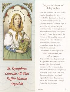 Prayer in Honour of St.Dymphna Bookmark cm.6x15.5- 2 1/2"x 6 1/8"