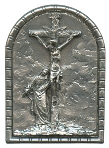 Crucifixion Pewter Picture Free Standing cm.5.5x4 - 2 1/4"x 1 5/8"