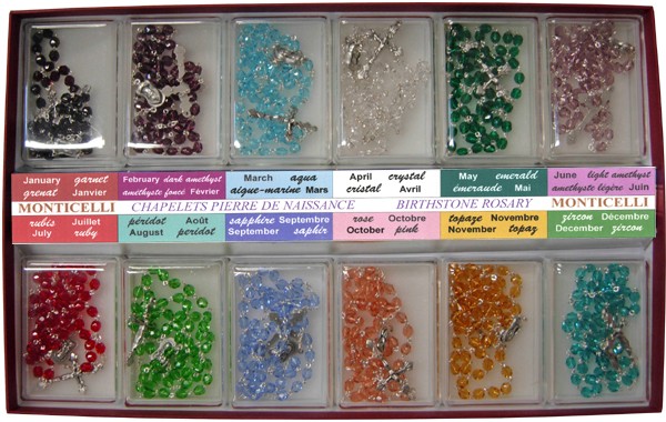 Bohemia Crystal Rosary Birthstone mm.5 Display of 12