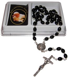 Pope John Paul II Wood Rosary mm.7x8 Simple Link Black (1555-01)