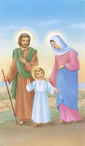 Holy card of Holy Family cm.7x12- 2 3/4"x 4 3/4"