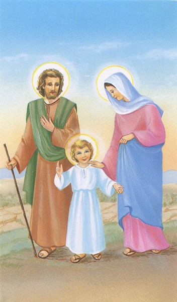 Holy card of Holy Family cm.7x12- 2 3/4"x 4 3/4"