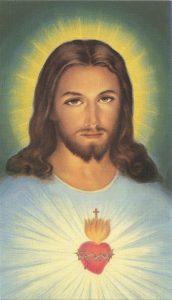 Holy card of the Sacred Heart of Jesus cm.7x12- 2 3/4"x 4 3/4"