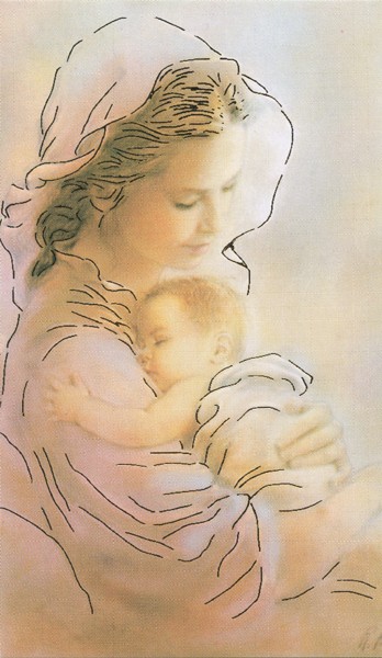 Holy card of Mother and Child cm.7x12- 2 3/4"x 4 3/4" 
