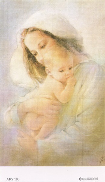 Holy card of Mother and Child cm.7x12- 2 3/4"x 4 3/4"