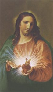 Holy card of Sacred Heart of Jesus cm.7x12- 2 3/4