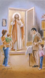 Holy card of Jesus at the door cm.7x12- 2 3/4"x 4 3/4"