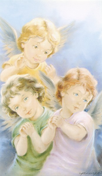 Holy card of the Guardian Angel cm.7x12- 2 3/4"x 4 3/4"