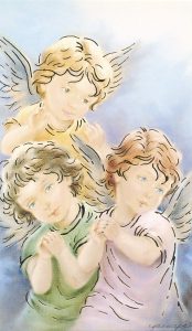 Holy card of the Guardian Angel with Gold Foil