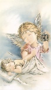Holy card of the Guardian Angel with Gold Foil
