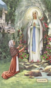 Holy card of Lourdes and St.Bernard cm.7x12- 2 3/4"x 4 3/4"