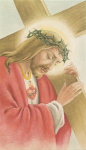 Holy card of Jesus and the Cross cm.7x12- 2 3/4"x 4 3/4"