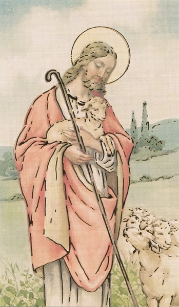 Holy card of Jesus the Shepherd with Gold Foil