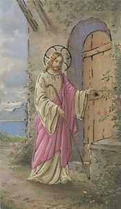 Holy card of Jesus at the Door with Gold Foil