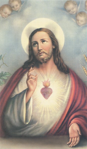 Holy card of the Sacred Heart of Jesus cm.7x12- 2 3/4"x 4 3/4"