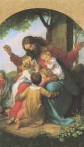 Holy card of Jesus with Children cm.7x12- 2 3/4"x 4 3/4"