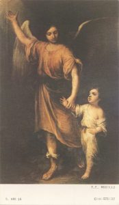 Holy card of Guardian Angel cm.7x12- 2 3/4"x 4 3/4"