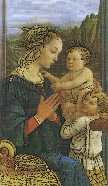 Holy card of Lippi and Children with Gold Foil