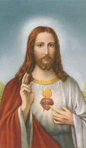 Holy card of Sacred Heart of Jesus cm.7x12- 2 3/4"x 4 3/4"