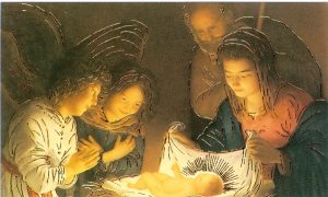 Holy card of Nativity with Gold Foil 