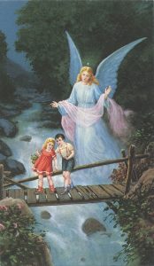 Holy card of the Guardian Angel cm.7x12- 2 3/4"x 4 3/4"