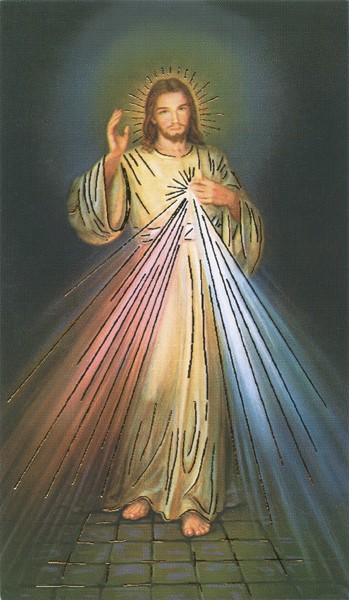 Holy card of the Divine Mercy with Gold Foil