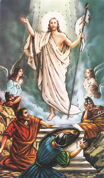 Holy card of the Resurrection with Gold Foil