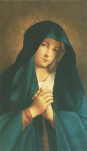 Holy card of Our Lady of Sorrow cm.7x12- 2 3/4"x 4 3/4"