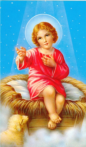 Holy card of Baby Jesus cm.7x12- 2 3/4"x 4 3/4"