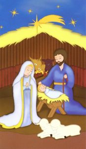 Holy card of animated Nativity cm.7x12- 2 3/4"x 4 3/4"