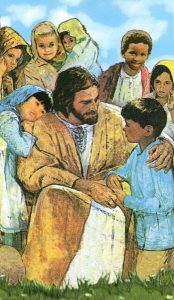 Holy card of Jesus with Children cm.7x12- 2 3/4"x 4 3/4"