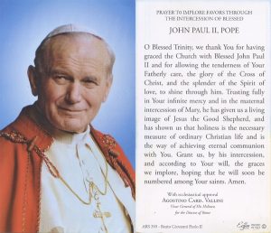 Holy card of Pope John Paul II with Prayer in English cm.7x12- 2 3/4"x 4 3/4"