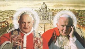 Holy card of St.John Paul II and St.John Paul XXIII cm.7x12- 2 3/4"x 4 3/4"