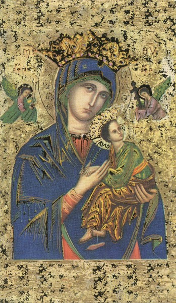 Holy card of Icon Perpetual Help with Gold Foil