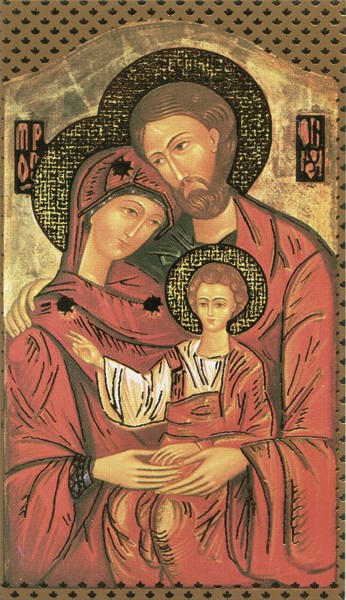 Holy card of Icon Holy Family with Gold Foil