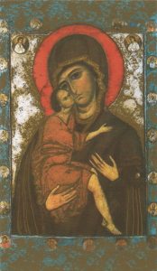 Holy card of Icon Mother and Child cm.7x12- 2 3/4"x 4 3/4"