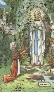 Holy card of Lourdes and St.Bernard  cm.7x12- 2 3/4
