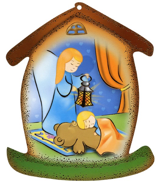 Guardian Angel House Shaped Plaque cm.10.5x12.5 - 4"x5"